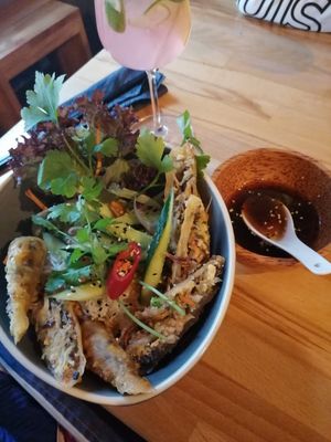 Spring rolls and rice noodles at Moon in Berlin