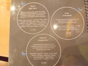 Menu at Moon in Berlin