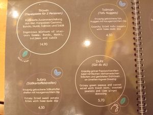 Menu at Moon in Berlin