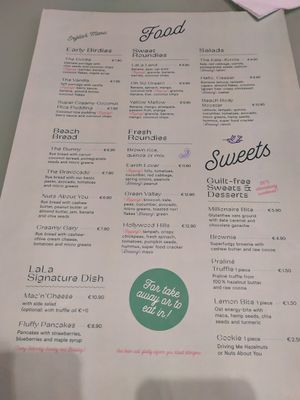 Food menù 🧾 at The Lala in Vienna