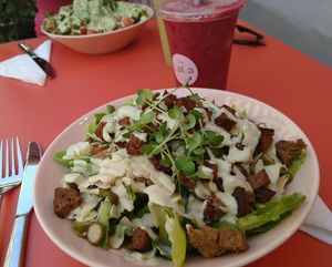Caesar salad and smoothie at The Lala in Vienna