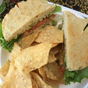 avocado sandwich on an English muffin at The Stand Natural Foods in Laguna Beach