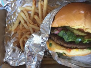 Green egg and bbq burger at Vegan On The Go in Oakland Park