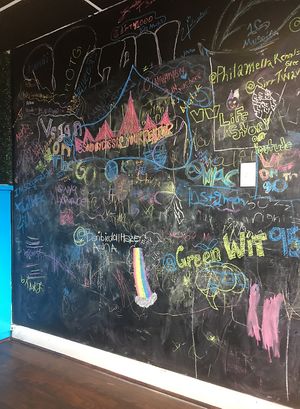 Chalkboard wall at Vegan On The Go in Oakland Park