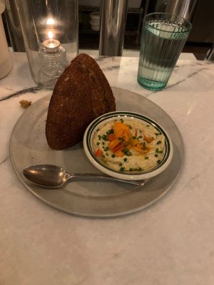 Fresh bread with hummus dip!  at Bungalow by Middle Brow in Chicago