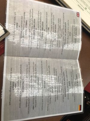 Menu at Avocado in Crete