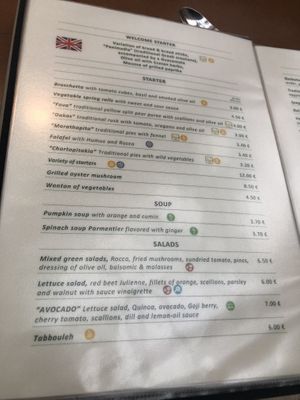 menu  at Avocado in Crete