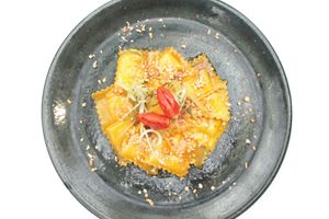 Ravioli with hummus filling at Avocado in Crete