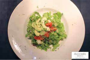 “AVOCADO” Lettuce salad, Quinoa, avocado, Goji berry, cherry tomato, scallions, dill and lemon-oil sauce
 at Avocado in Crete