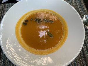 Pumpkin soup  at Avocado in Crete