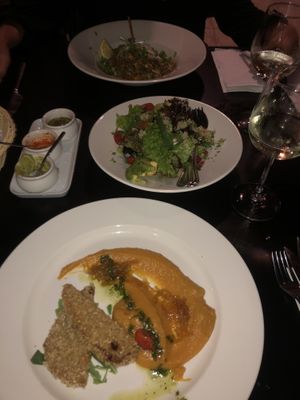 Vegetable schnitzel and avocado salad at Avocado in Crete