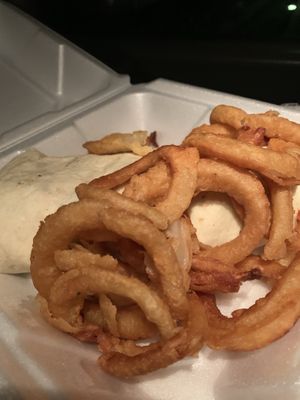 Light (very tasty) Onion Rings with wraps! at Moon Light Cafe in New Paltz