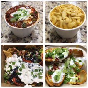 Chili, Mac ‘n cheese, loaded nachos, and potato skins. at Fork My Life in Sarasota