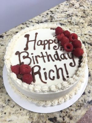 Chocolate, vanilla, raspberry cake at Fork My Life in Sarasota