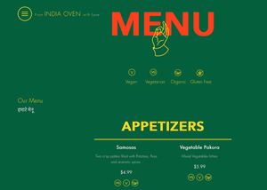 Online menu clearly defines vegan and vegetarian items at India Oven in Cathedral City