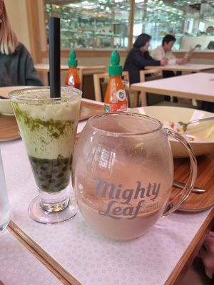 Soy matcha and masala chai soy at Cafe Terrace Takachihoya in Miyazaki