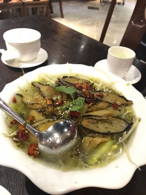 sour salty fish  at Sum Yuen Buddhist Vegetarian Restaurant in Macau