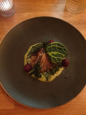 Oyster mushrooms/ borage/ beetroot #Veganuary at Fino in Gdansk