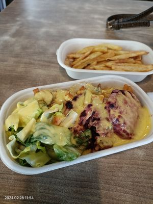 Corned Beet Rice Bowl & regular potato fries at Planted - Cloud Kitchen in Metro Manila