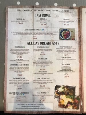 Menu (September 2019) at Gingers Welsh Bakery in Haverfordwest
