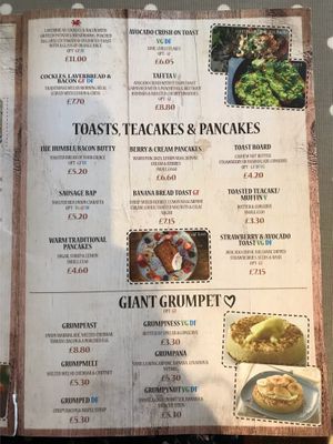 Menu (September 2019) at Gingers Welsh Bakery in Haverfordwest