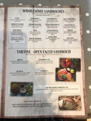 Menu (September 2019) at Gingers Welsh Bakery in Haverfordwest