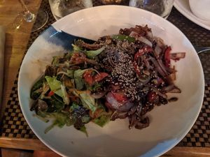 Crispy shredded mock duck salad at Rustica in Torrevieja