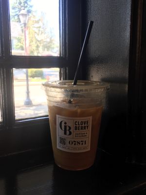 Golden Almond Milk Latte (ginger and turmeric) at Cloveberry in Sparta