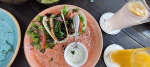 Zucchini shoarma tacos with tahini sauce at Orenda in Beirut