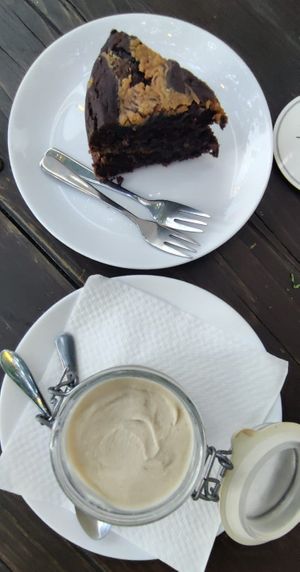 Choco peanut butter cake and peanut ice-cream at Orenda in Beirut