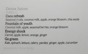 Jucies menu at Orenda in Beirut