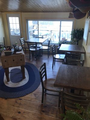 Front room seats at Sally Ann's Cafe and Market in Lubec