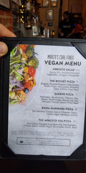 Very clear vegan menu was much appreciated! at Marco's Coal-Fired - Ballpark in Denver