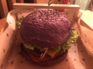 Burger with vegan cheese at Flower Burger in Bologna