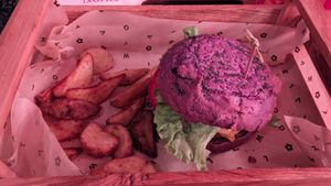 Purple cheesy at Flower Burger in Bologna