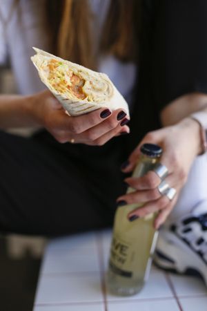 Tofu wrap & kombucha at Green+Go in Minsk