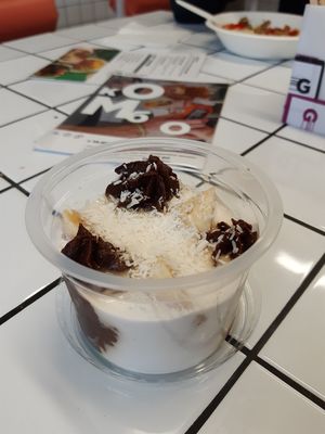 Chocolate and banana trifle at Green+Go in Minsk