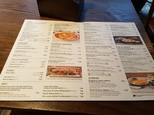 Menu with vegan items at LGW - The Flying Horse - ST in Horley