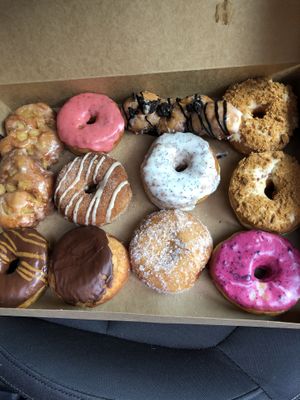 Apple fritter, Oreo twist, strawberry lemonade, cookie butter, Boston cream, lemon poppyseed, couple other options.  at Pepperbox Doughnuts - Design Center  in Charlotte
