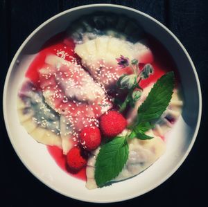 blubery dumplings at Vilties Vaistinės Arbatine in Kaunas