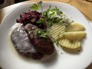 Beetroot cutlets  at Vilties Vaistinės Arbatine in Kaunas