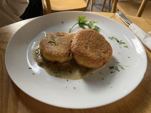 Žemaičių blynai (Samogitians' pancakes)  at Vilties Vaistinės Arbatine in Kaunas