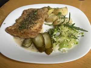 Sojų karbonadas (soy cutlets, it’s written as soy “steak” in the menu)  at Vilties Vaistinės Arbatine in Kaunas