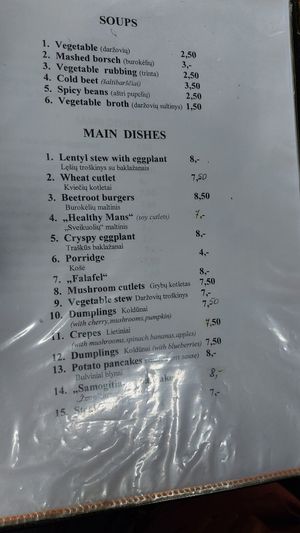 Menu at Vilties Vaistinės Arbatine in Kaunas