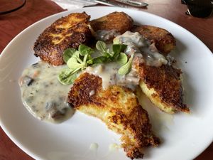 Potato pancakes   at Vilties Vaistinės Arbatine in Kaunas