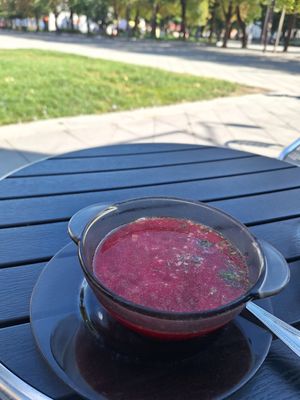Borscht at Vilties Vaistinės Arbatine in Kaunas