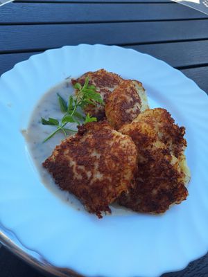 Potato cakes at Vilties Vaistinės Arbatine in Kaunas