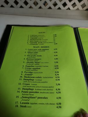 Menu at Vilties Vaistinės Arbatine in Kaunas