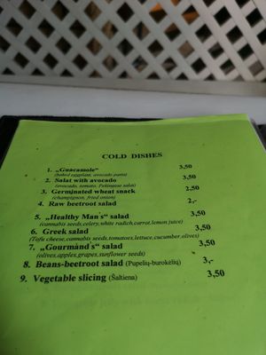 Menu at Vilties Vaistinės Arbatine in Kaunas