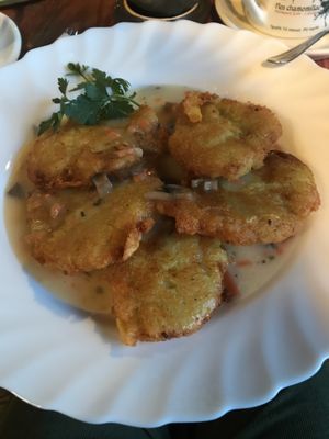 Potato pancakes at Vilties Vaistinės Arbatine in Kaunas